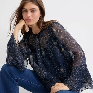 LOFT Midnight Star Sheer Blouse